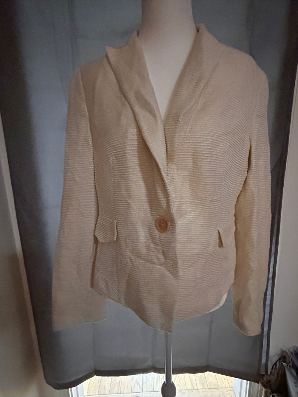 Akris Punto Cream Textured Single-Button Blazer
